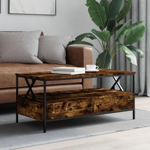 LVHUIDEH Couchtisch für Wohnzimmer Schlafzimmer oder Büro, Wohnzimmertisch mit 2 Schubladen und 1 Ablage, Sofatisch, Beistelltisch, Moderner Stil, 100 x 51 x 45 cm, Holzwerkstoff + Metall LVHUIDEH Couchtisch für Wohnzimmer Schlafzimmer oder Büro, Wohnzimmertisch mit 2 Schubladen und 1 Ablage, Sofatisch, Beistelltisch, Moderner Stil, 100 x 51 x 45 cm, Holzwerkstoff + Metall von LVHUIDEH