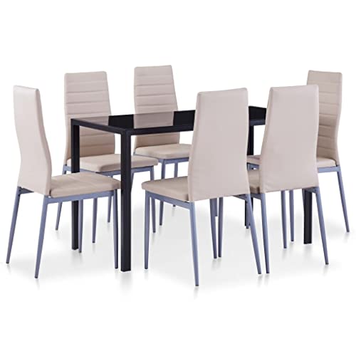 LVHUIDEH Esstisch mit 6 Stühlen und Hartglasplatte, 7er Set, Esszimmerset/Essgruppe für Küche Esszimmer Wohnzimmer, Esszimmermöbel, 120 x 60 x 74 cm, Eisen LVHUIDEH Esstisch mit 6 Stühlen und Hartglasplatte, 7er Set, Esszimmerset/Essgruppe für Küche Esszimmer Wohnzimmer, Esszimmermöbel, 120 x 60 x 74 cm, Eisen von LVHUIDEH