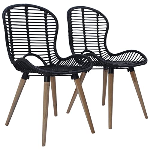 LVHUIDEH Esszimmerstühle, 2er Set, Esstisch Stühle für Esszimmer Küche, Ergonomischen Design, Langlebig, Wohnzimmerstuhl, Gartenstühle, 48 x 64 x 85 cm, Natur Rattan + Holzbeine von LVHUIDEH