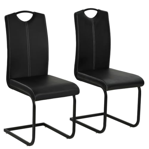 LVHUIDEH Esszimmerstühle, 2er Set, Freischwinger für Esszimmer Küche, Ergonomischen Design, Langlebig, Wohnzimmerstuhl, 43 x 55 x 100 cm, Kunstleder + Stahl von LVHUIDEH