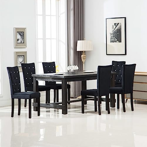 LVHUIDEH Esszimmerstühle, 6er Set, Esstisch Stühle für Esszimmer Küche, Ergonomischen Design, Langlebig, Wohnzimmerstuhl, 43 x 51 x 98 cm, Holzrahmen + Samt von LVHUIDEH