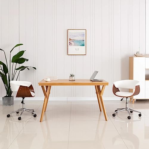 LVHUIDEH Esszimmerstühle mit Rollen, Höhenverstellbar, Esstisch Stühle für Esszimmer Küche, Ergonomischen Design, 360° drehbar, Drehstuhl, 59.5 x 58 x 74 cm, Bugholz und Kunstleder von LVHUIDEH