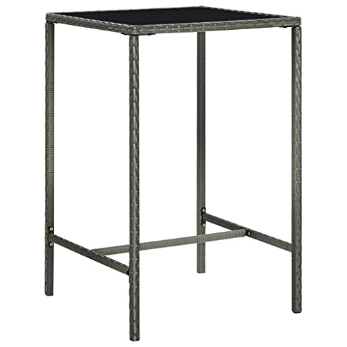 LVHUIDEH Garten-Bartisch Grau 70x70x110 cm Poly Rattan und Glas von LVHUIDEH