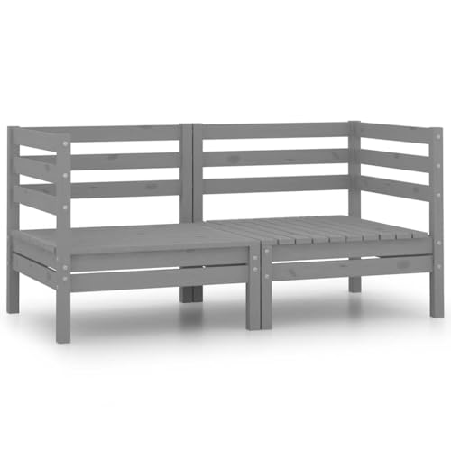 LVHUIDEH Garten-Ecksofas 2er Set Grau Massivholz Kiefer von LVHUIDEH