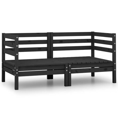 LVHUIDEH Garten-Ecksofas 2er Set Schwarz Massivholz Kiefer LVHUIDEH Garten-Ecksofas 2er Set Schwarz Massivholz Kiefer von LVHUIDEH