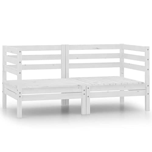 LVHUIDEH Garten-Ecksofas 2er Set Weiß Massivholz Kiefer von LVHUIDEH