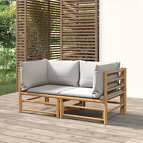 LVHUIDEH Garten-Ecksofas mit Hellgrauen Kissen 2er Set Bambus LVHUIDEH Garten-Ecksofas mit Hellgrauen Kissen 2er Set Bambus von LVHUIDEH