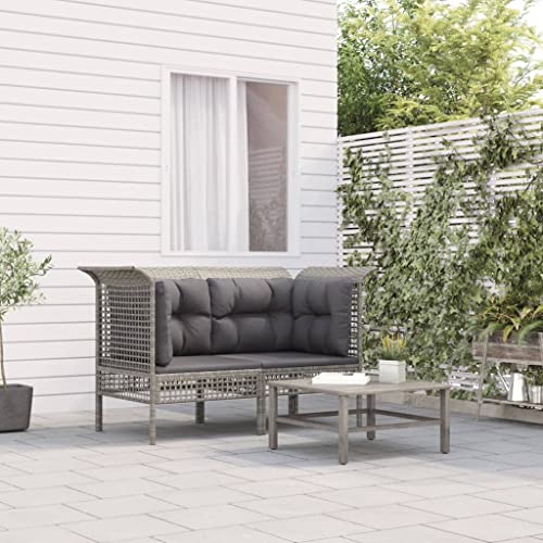 LVHUIDEH Garten-Ecksofas mit Kissen 2er Set Grau Poly Rattan von LVHUIDEH