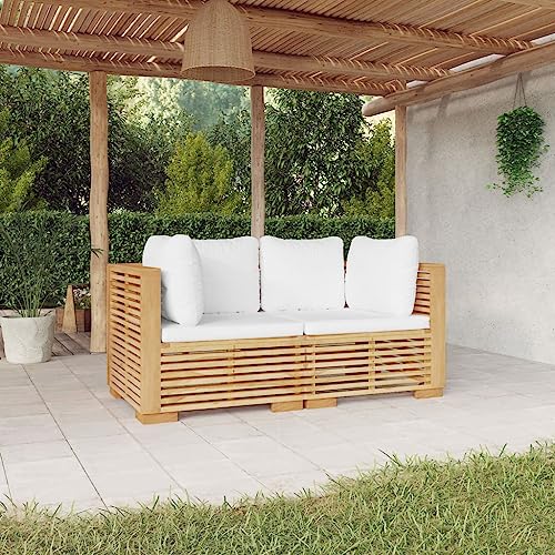 LVHUIDEH Garten-Ecksofas mit Kissen 2er Set Massivholz Teak von LVHUIDEH