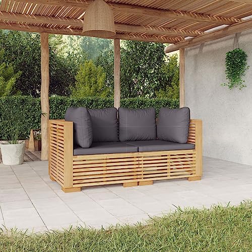 LVHUIDEH Garten-Ecksofas mit Kissen 2er Set Massivholz Teak von LVHUIDEH
