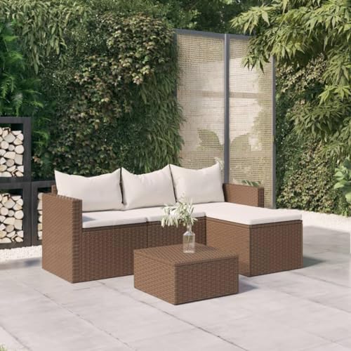 LVHUIDEH Garten-Lounge-Set Braun Poly Rattan von LVHUIDEH