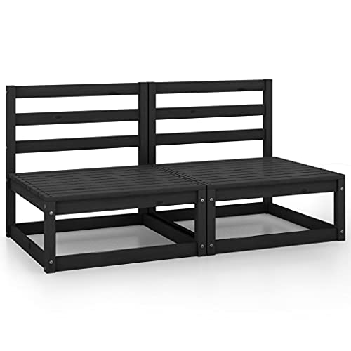 LVHUIDEH Garten-Mittelsofas 2er Set Schwarz Kiefer Massivholz LVHUIDEH Garten-Mittelsofas 2er Set Schwarz Kiefer Massivholz von LVHUIDEH
