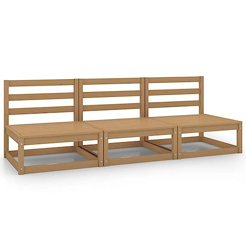 LVHUIDEH Garten-Mittelsofas 3er Set Honigbraun Massivholz Kiefer von LVHUIDEH