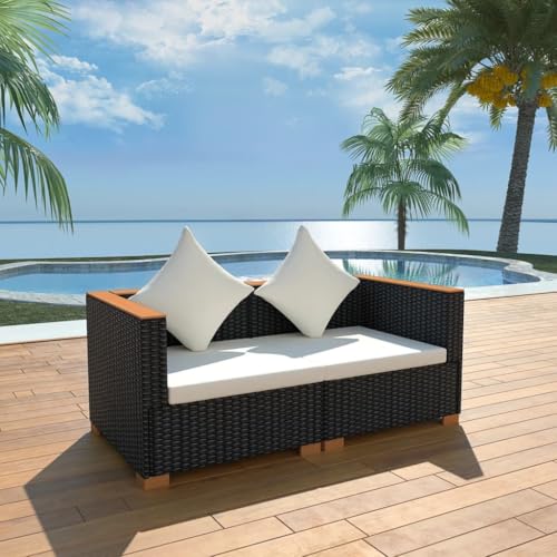 LVHUIDEH Gartensofa Poly Rattan Schwarz LVHUIDEH Gartensofa Poly Rattan Schwarz von LVHUIDEH