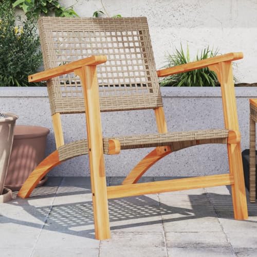 LVHUIDEH Gartenstühle 2er Set Beige Poly Rattan und Akazienholz LVHUIDEH Gartenstühle 2er Set Beige Poly Rattan und Akazienholz von LVHUIDEH