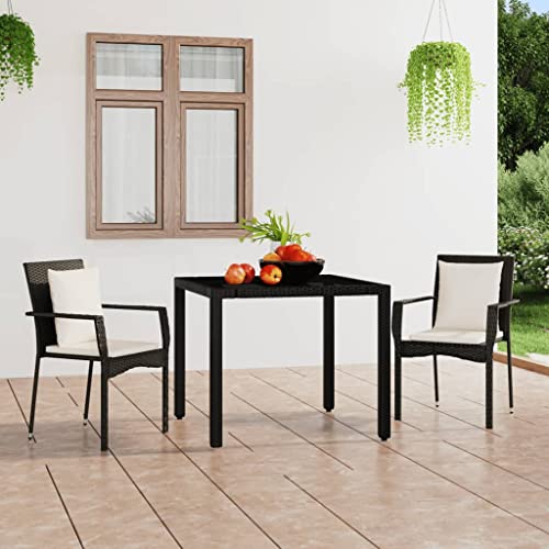 LVHUIDEH Gartenstühle mit Kissen 2er Set Poly Rattan Schwarz von LVHUIDEH