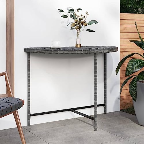 LVHUIDEH Gartentisch Grau 100x50x75 cm Poly Rattan von LVHUIDEH