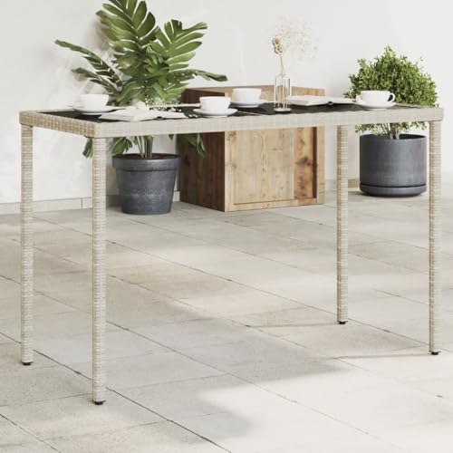 LVHUIDEH Gartentisch mit Glasplatte Hellgrau 115x54x74 cm Poly Rattan von LVHUIDEH