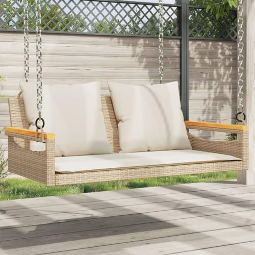 LVHUIDEH Hängebank aus Poly Rattan, 2-Sitzer Gartenschaukel zum Aufhängen, UV-beständig, Hollywoodschaukel mit Kissen, Outdoor-Schaukelbank für Terrasse Garten Hof, 109 x 62 x 40 cm LVHUIDEH Hängebank aus Poly Rattan, 2-Sitzer Gartenschaukel zum Aufhängen, UV-beständig, Hollywoodschaukel mit Kissen, Outdoor-Schaukelbank für Terrasse Garten Hof, 109 x 62 x 40 cm von LVHUIDEH