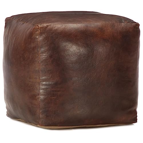 LVHUIDEH Handgefertigt Pouf Hocker - Echtes Ziegenleder Sitzpouf Fußstütze für Wohnzimmer und Schlafzimmer, 40 x 40 x 40 cm von LVHUIDEH