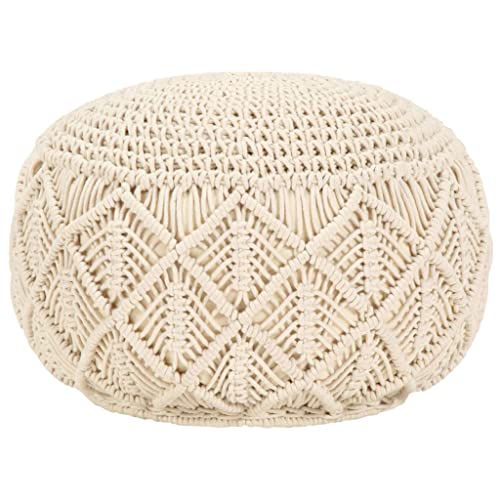 LVHUIDEH Handgefertigt Pouf Strickpouf Rundes Bodenkissen, Sitzpouf, gepolsterter Sitzhocker, Sitzpuff/Puff, 45 x 45 x 30 cm, Baumwolle von LVHUIDEH