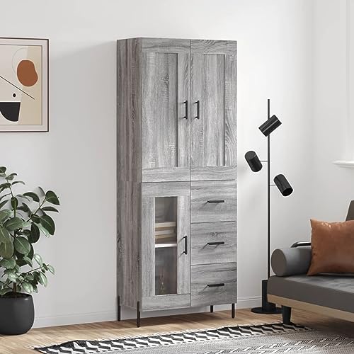 LVHUIDEH Highboard, Sideboard, Beistellschrank, Aufbewahrungsschrank, Buffetschrank für Wohnzimmer Esszimmer Flur, Langlebig und Robust, Grau Sonoma, 69,5x34x180 cm, Holzwerkstoff LVHUIDEH Highboard, Sideboard, Beistellschrank, Aufbewahrungsschrank, Buffetschrank für Wohnzimmer Esszimmer Flur, Langlebig und Robust, Grau Sonoma, 69,5x34x180 cm, Holzwerkstoff von LVHUIDEH