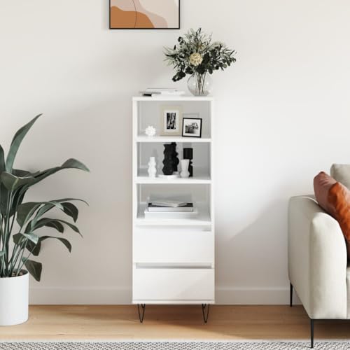 LVHUIDEH Highboard, Sideboard, Beistellschrank, Aufbewahrungsschrank, Buffetschrank für Wohnzimmer Esszimmer Flur, Langlebig und Robust, Hochglanz-Weiß, 40x36x110 cm, Holzwerkstoff von LVHUIDEH