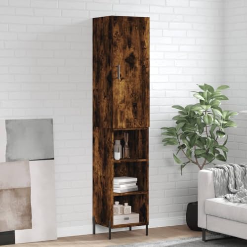 LVHUIDEH Highboard, Sideboard, Beistellschrank, Aufbewahrungsschrank, Buffetschrank für Wohnzimmer Esszimmer Flur, Langlebig und Robust, Räuchereiche, 34,5x34x180 cm, Holzwerkstoff von LVHUIDEH