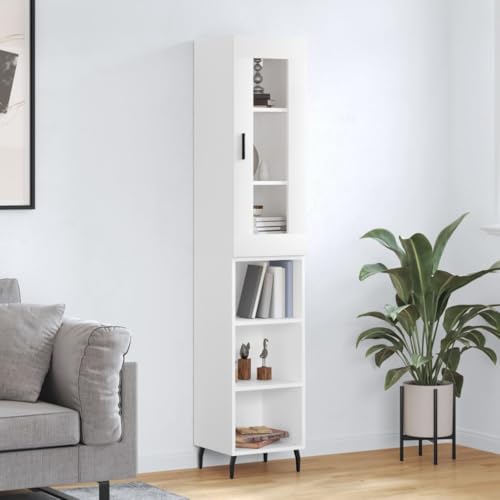 LVHUIDEH Highboard, Sideboard, Beistellschrank, Aufbewahrungsschrank, Buffetschrank für Wohnzimmer Esszimmer Flur, Langlebig und Robust, Weiß, 34,5x34x180 cm, Holzwerkstoff von LVHUIDEH