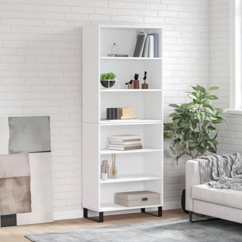 LVHUIDEH Highboard, Sideboard, Beistellschrank, Aufbewahrungsschrank, Buffetschrank für Wohnzimmer Esszimmer Flur, Langlebig und Robust, Weiß, 69,5x32,5x180 cm, Holzwerkstoff von LVHUIDEH