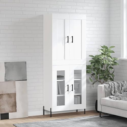 LVHUIDEH Highboard, Sideboard, Beistellschrank, Aufbewahrungsschrank, Buffetschrank für Wohnzimmer Esszimmer Flur, Langlebig und Robust, Weiß, 69,5x34x180 cm, Holzwerkstoff von LVHUIDEH
