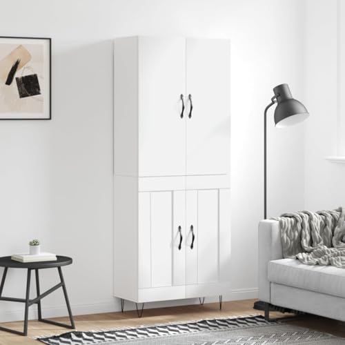 LVHUIDEH Highboard, Sideboard, Beistellschrank, Aufbewahrungsschrank, Buffetschrank für Wohnzimmer Esszimmer Flur, Langlebig und Robust, Weiß, 69,5x34x180 cm, Holzwerkstoff von LVHUIDEH