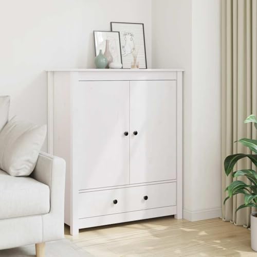 LVHUIDEH Highboard, Sideboard, Beistellschrank, Aufbewahrungsschrank, Buffetschrank für Wohnzimmer Esszimmer Flur, Langlebig und Robust, Weiß, 83x41,5x100 cm, Massivholz Kiefer LVHUIDEH Highboard, Sideboard, Beistellschrank, Aufbewahrungsschrank, Buffetschrank für Wohnzimmer Esszimmer Flur, Langlebig und Robust, Weiß, 83x41,5x100 cm, Massivholz Kiefer von LVHUIDEH