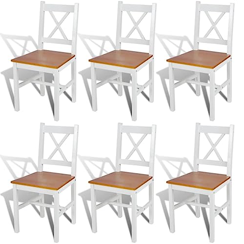 LVHUIDEH Hochwertiger Stühle, 6er Set, Ergonomischen Design, Esstisch Stühle mit Hohe Rückenlehne, Esszimmerstühle für Esszimmer Küche, 41.5 x 45.5 x 85.5 cm, Kiefernholz von LVHUIDEH