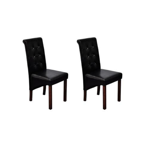 LVHUIDEH Hochwertiger Stuhl, Modernen Essstuhl mit Hohe Rückenlehne, Ergonomischen Design, Kunstleder Esszimmerstühle für Esszimmer Küche, 2er Set, 43 x 52 x 95 cm, Schwarz von LVHUIDEH