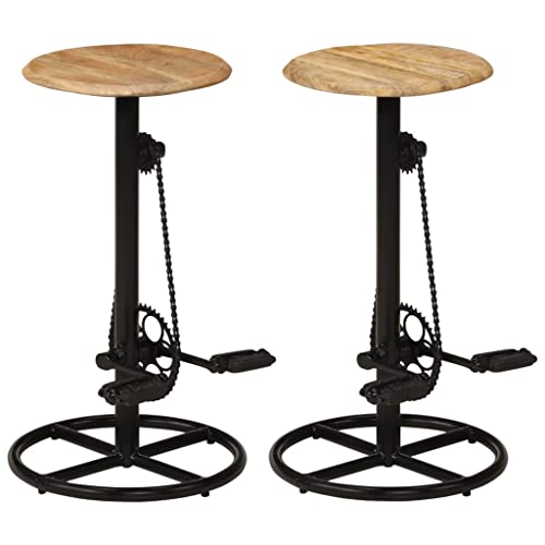 LVHUIDEH Holz Barhocker, 2er Set, Barstühle mit Fußstütze, Tresenhocker für Küche Esszimmer Wohnzimmer Bistros, 38 x 38 x 76 cm, Massives Mangoholz & Stahl von LVHUIDEH