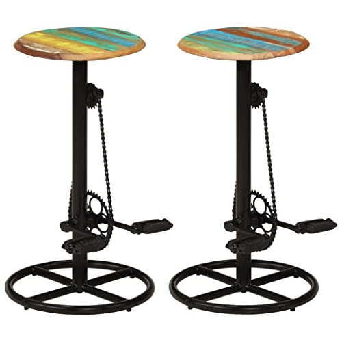 LVHUIDEH Holz Barhocker, 2er Set, Barstühle mit Fußstütze, Tresenhocker für Küche Esszimmer Wohnzimmer Bistros, 38 x 38 x 76 cm, Recyceltes Massivholz + Stahl von LVHUIDEH