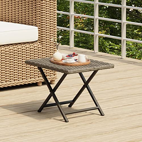 LVHUIDEH Klapptisch Grau 45x35x32 cm Poly Rattan von LVHUIDEH