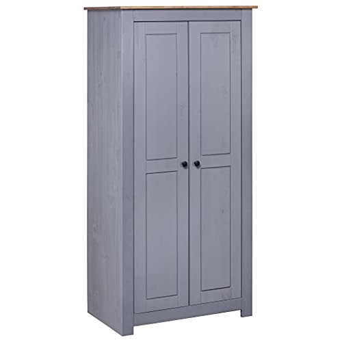LVHUIDEH Kleiderschrank mit 2 Fächern und 1 Hängestange, Garderobenschrank, Umkleidespind Spind Schrank für Schlafzimmer Wohnbereich, Robust, 80 x 50 x 171,5 cm, Kiefer-Massivholz von LVHUIDEH