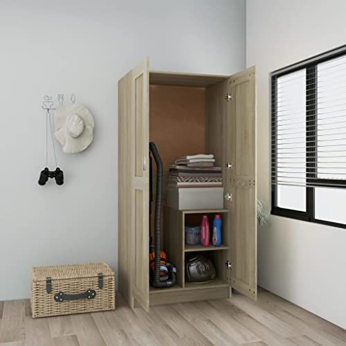 LVHUIDEH Kleiderschrank mit 2 Türen, Garderobenschrank, Umkleidespind Spind Schrank für Schlafzimmer Wohnbereich Büro, Robust, 82.5 x 51.5 x 180 cm, Massivholz Kiefer von LVHUIDEH