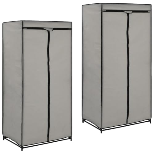 LVHUIDEH Kleiderschrank mit Reißverschlüssen, Stoffschrank für Kleider Schuhe und Accessoires, 2er Set, 75 x 50 x 160 cm, Eisenrohr + 100% Polyester(Einfacher Zusammenbau) von LVHUIDEH