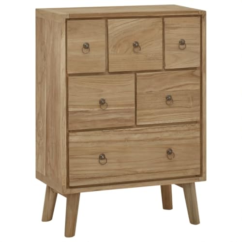 LVHUIDEH Kommode mit 6 Schubladen - Sideboard - Schubladenschrank - Beistellschrank für Wohnzimmer Flur Schlafzimmer, Dauerhaft, 56 x 30 x 80 cm, Massivholz Teak von LVHUIDEH