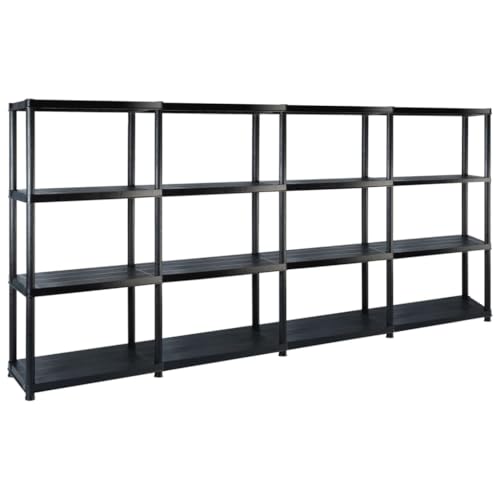 LVHUIDEH Lagerregal 4-Tier, Bücherregal, Ausstellungsständer, Pflanzenregal, Regal für Küchen Badezimmer Lagerhallen Keller Garage, 244 x 30.5 x 130 cm, Kunststoff von LVHUIDEH