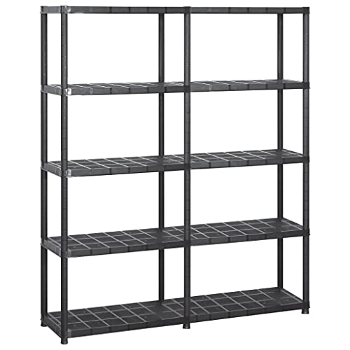 LVHUIDEH Lagerregal 5-Tier, Bücherregal, Ausstellungsständer, Pflanzenregal, Regal für Küchen Badezimmer Lagerhallen Keller Garage, 142 x 38 x 170 cm, Kunststoff von LVHUIDEH