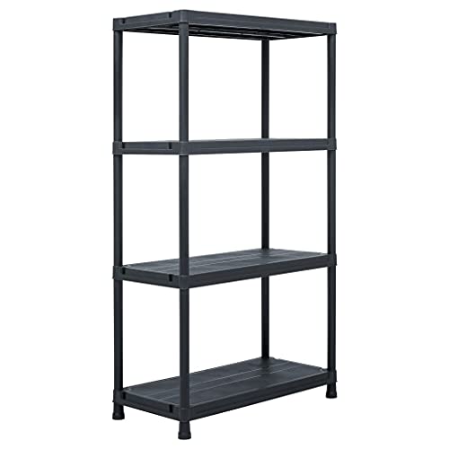 LVHUIDEH Lagerregal mit 4 Ablagen, Bücherregal, Ausstellungsständer, Regal für Küchen Badezimmer Lagerhallen Keller Garage, Tragkraft 100 kg, 60 x 30 x 138 cm, Kunststoff von LVHUIDEH