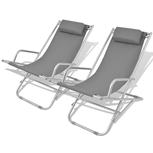 LVHUIDEH Liegestühle Gartenliege Liege Gartenstuhl Strandliege für Garten Urlaub Outdoor Strand Pool, Tragkraft 120 kg, 2er Set, Zusammenklappbar, 69 x 61 x 94 cm, Stahl von LVHUIDEH