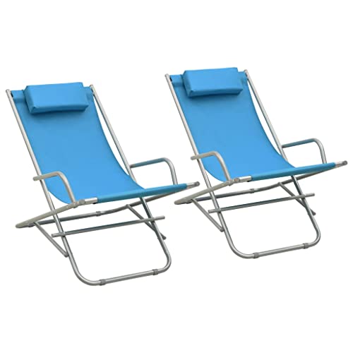 LVHUIDEH Liegestühle Gartenliege Liege Gartenstuhl Strandliege für Garten Urlaub Outdoor Strand Pool, Tragkraft 120 kg, 2er Set, Zusammenklappbar, 69 x 61 x 94 cm, Stahl von LVHUIDEH