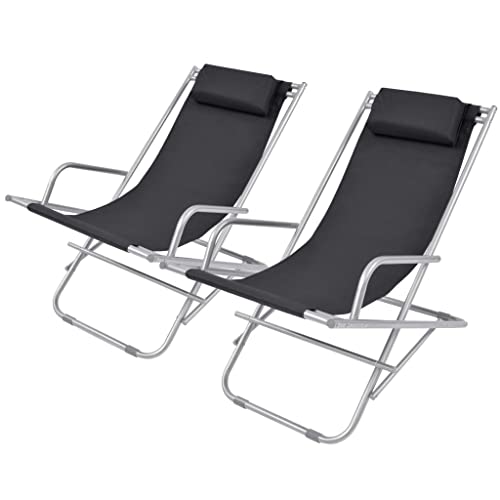 LVHUIDEH Liegestühle Gartenliege Liege Gartenstuhl Strandliege für Garten Urlaub Outdoor Strand Pool, Tragkraft 120 kg, 2er Set, Zusammenklappbar, 69 x 61 x 94 cm, Stahl von LVHUIDEH