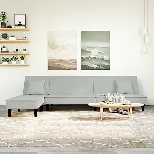 LVHUIDEH Moderne L-Form Sofa für Wohnzimmer Büro, Schlafsofa mit 2 Kissen, 255 x 140 x 70 cm, Samt (100% Polyester), Sperrholz von LVHUIDEH