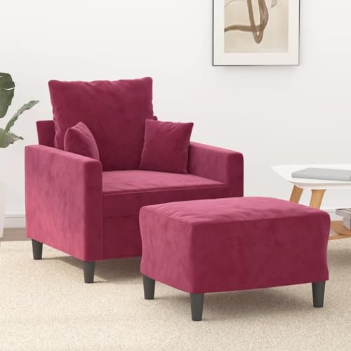 LVHUIDEH Moderne Samt Sofa für Wohnzimmer Büro, Sessel mit Hocker, 78 x 77 x 80 cm, Samt (100% Polyester), Metall, Textilene, Sperrholz von LVHUIDEH